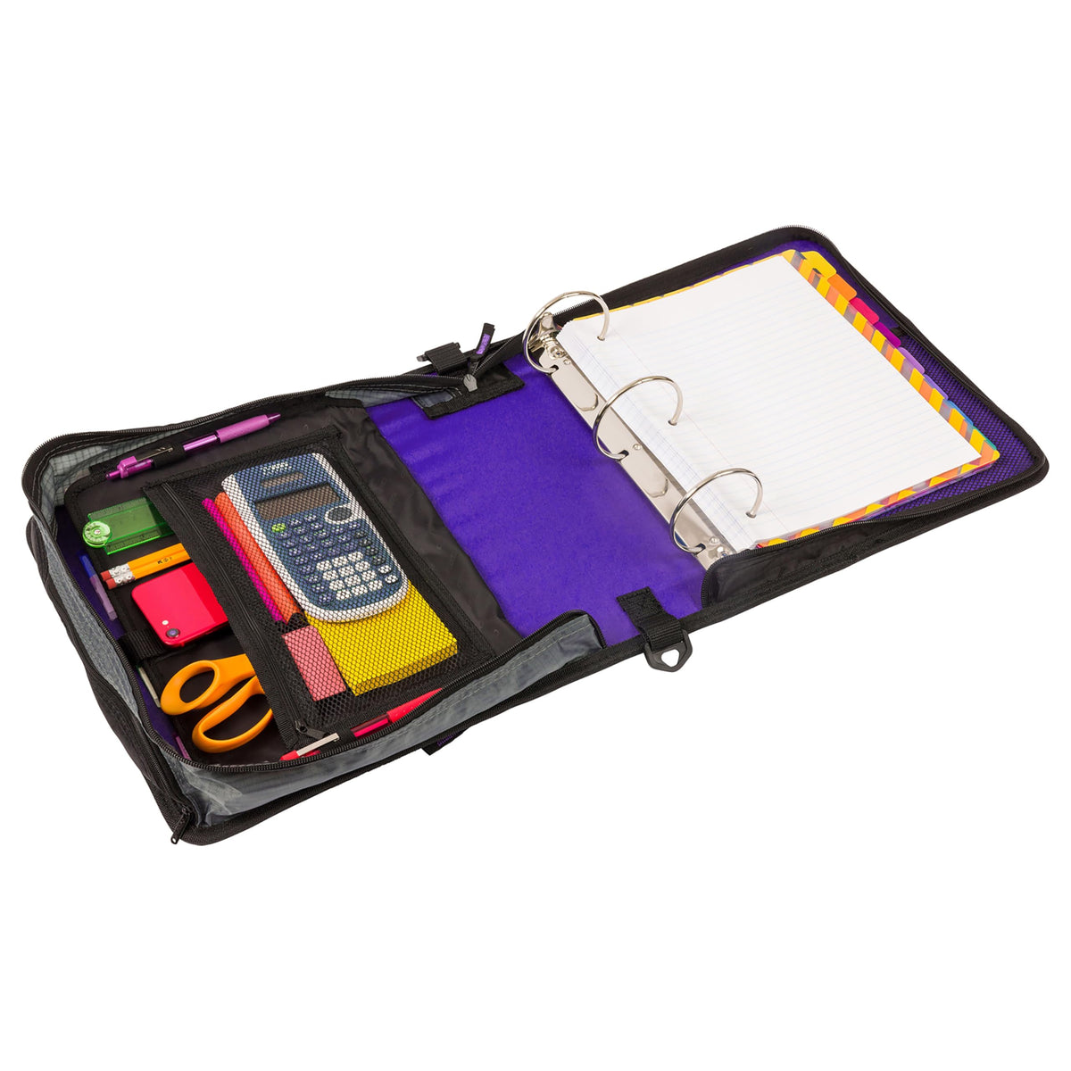 Case-it School Zipper Binder | 3" O-Rings | 600-Sheet | D-146 Purple Haze