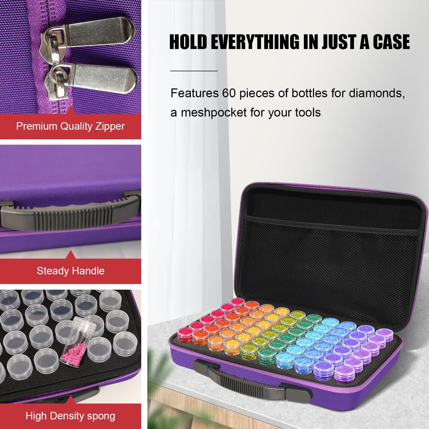 CAIOVSE Diamond Painting Storage Containers,60 Slots Diamond Painting Accessories Kits Diamond Art