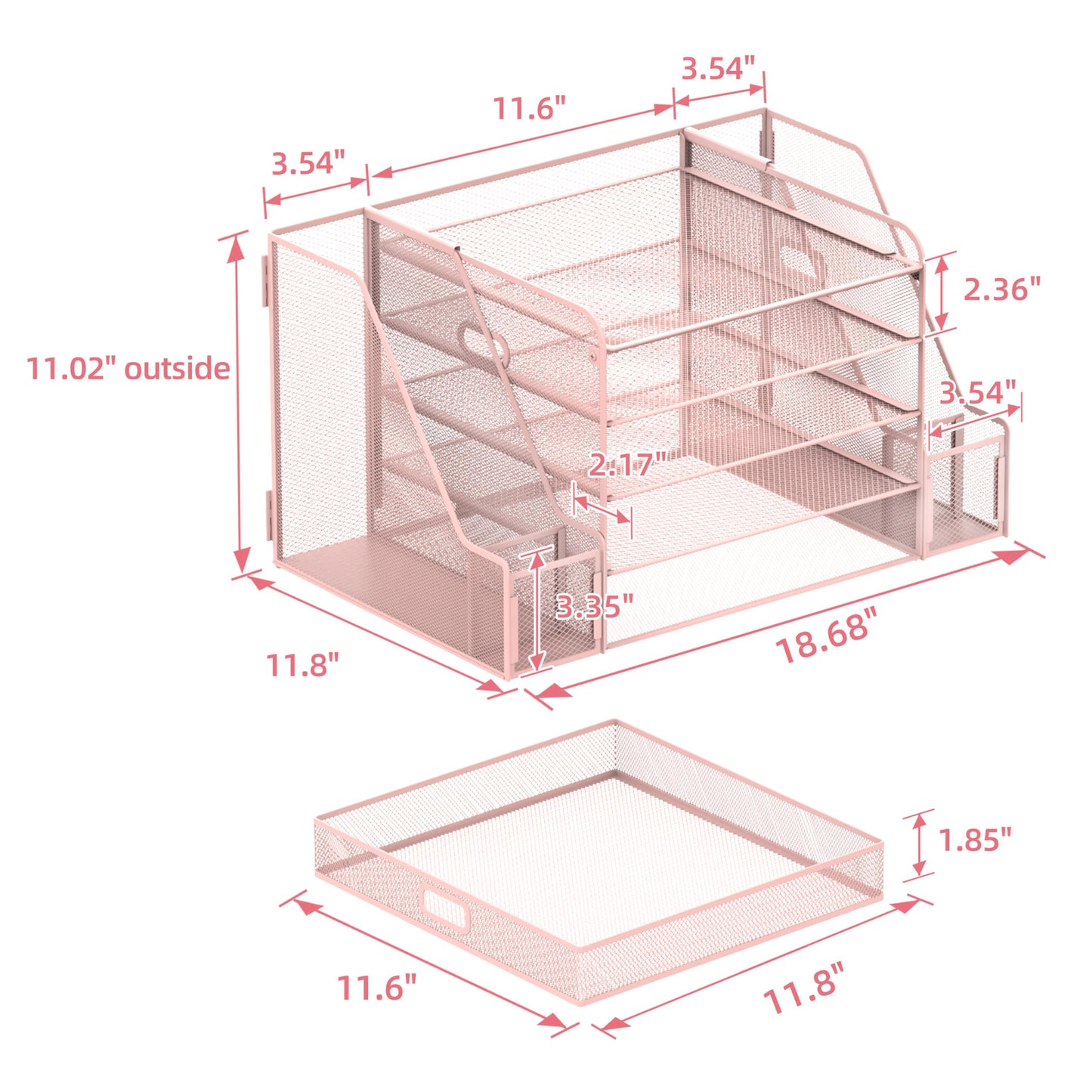SUPEASY Mesh Desk Organizer with File Holder, 5-Tier Paper Letter Tray Organizer with Magazine