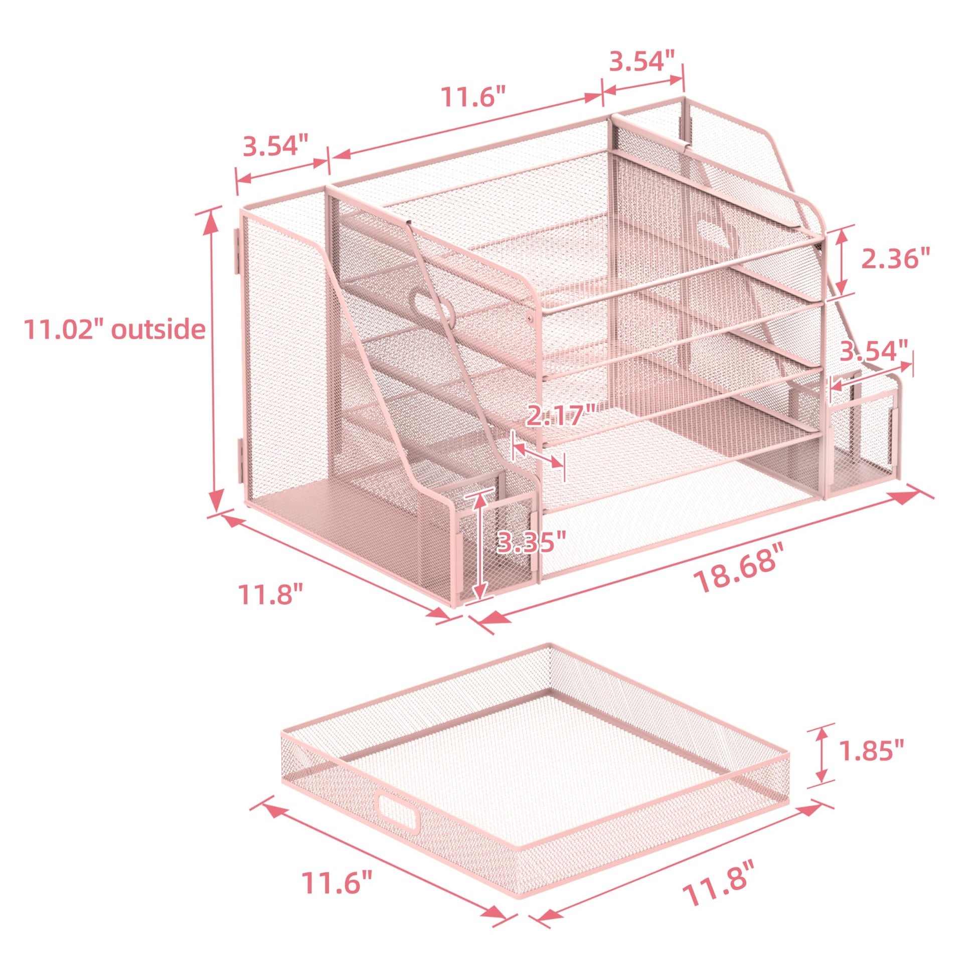 SUPEASY Mesh Desk Organizer with File Holder, 5-Tier Paper Letter Tray Organizer with Magazine