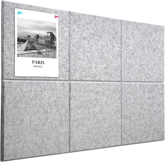 36" x 24" Felt Bulletin Board & Cork Board Alternative, Silver Gray