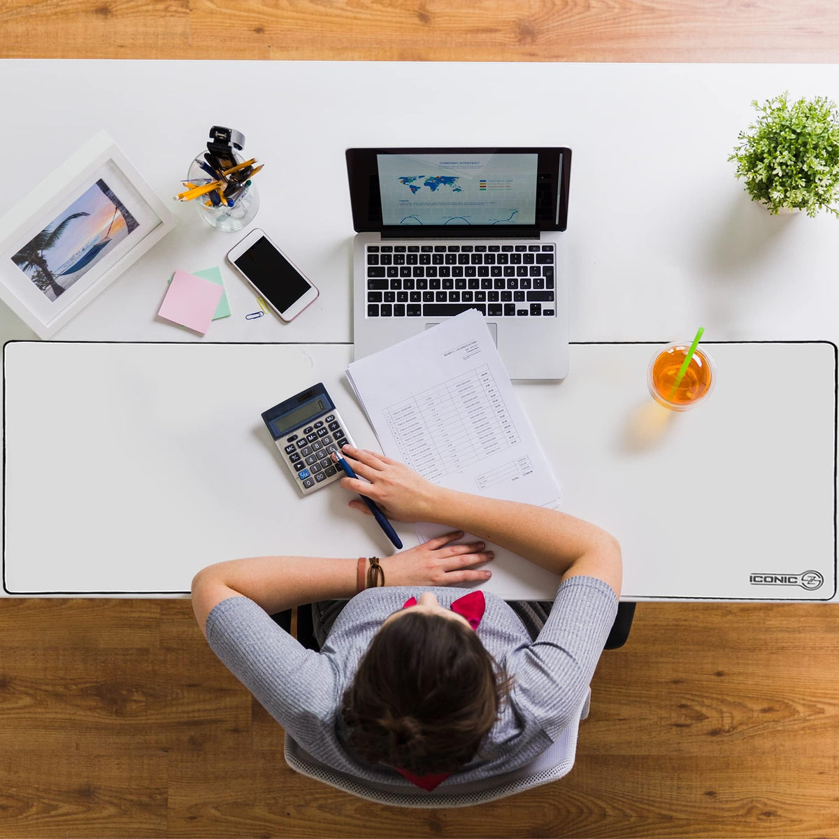 ICONIC - PRO PC GEAR 4XL Oversized & Ultimate Gaming Desk Mat 54"x23"(White) - Giant & Thicker 4mm