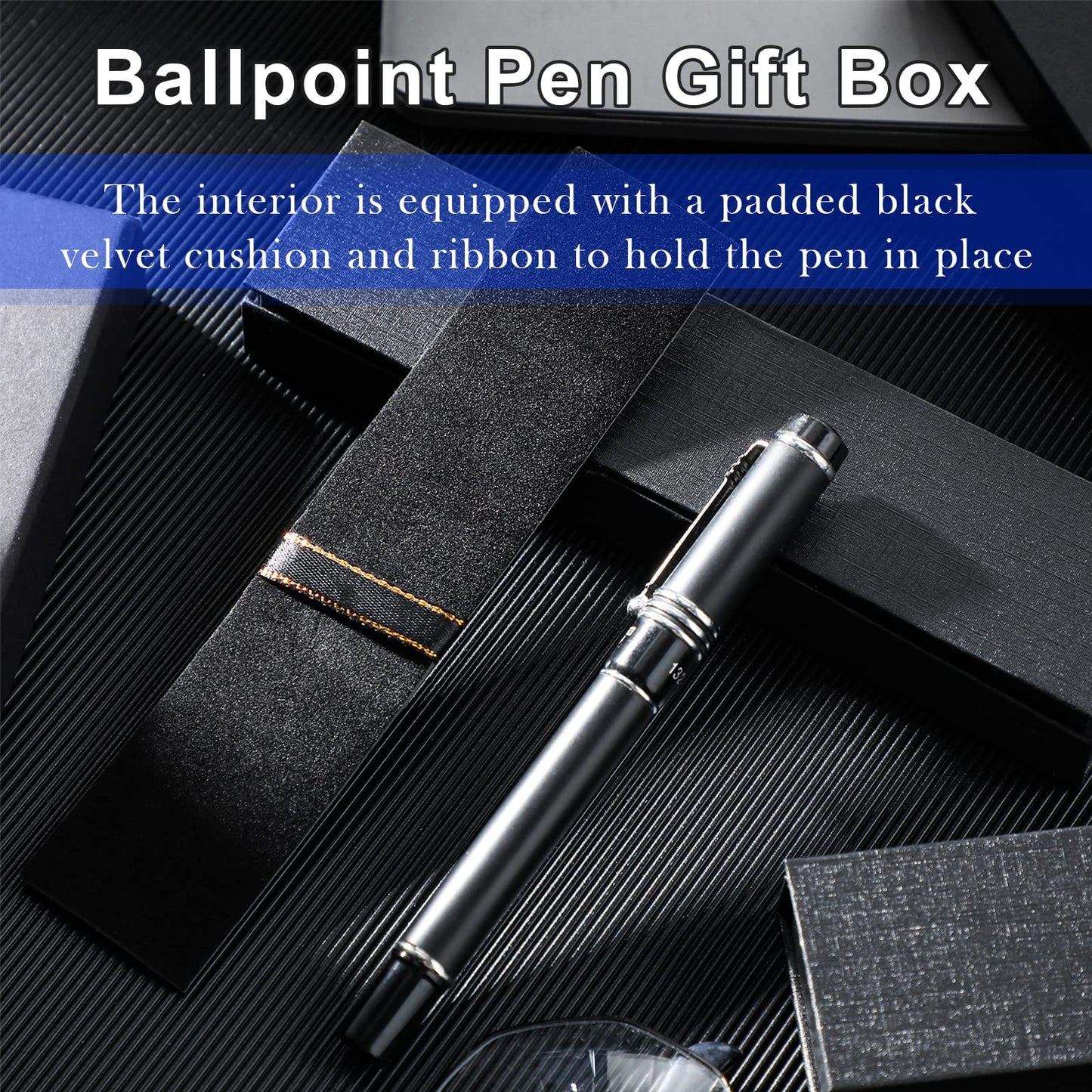 Gersoniel 18 Pcs Pen Gift Box Empty Black Cardboard Pen Case with Cushion