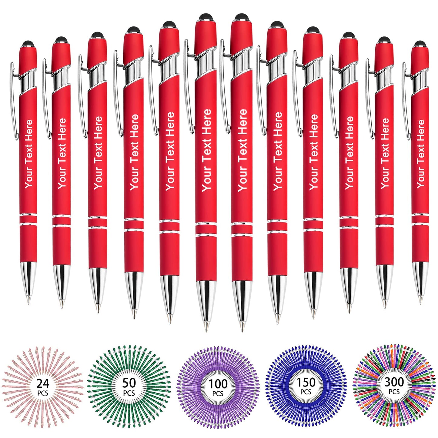 Hapelf Up to 500 Bulk Personalized Pens Custom Engraved Ballpoint Pen with Stylus Tip Retractable