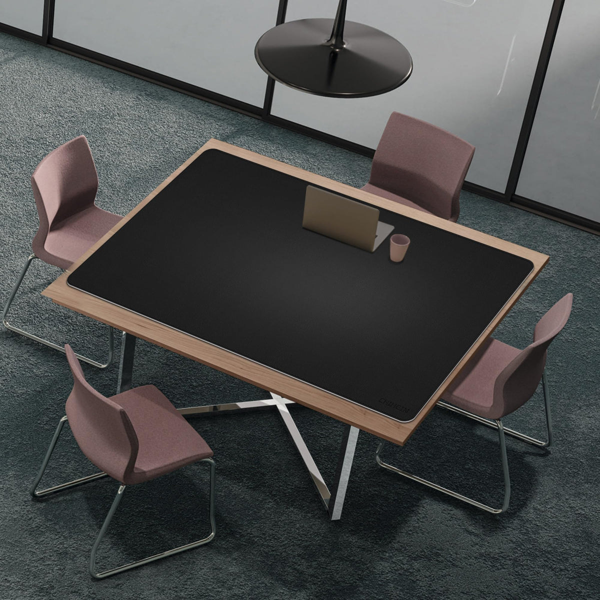 Chihein 59" x 32" 4XL PU Leather Desk Mat (Black/Gray), Huge Mouse Pad, Dual Sided Desk Pad