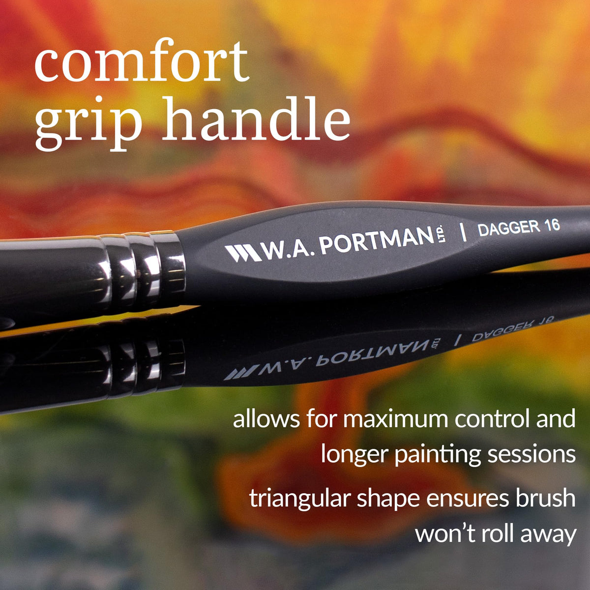 WA Portman Dagger Watercolor Paint Brush 4pc Set, Triangular Grip Brushes