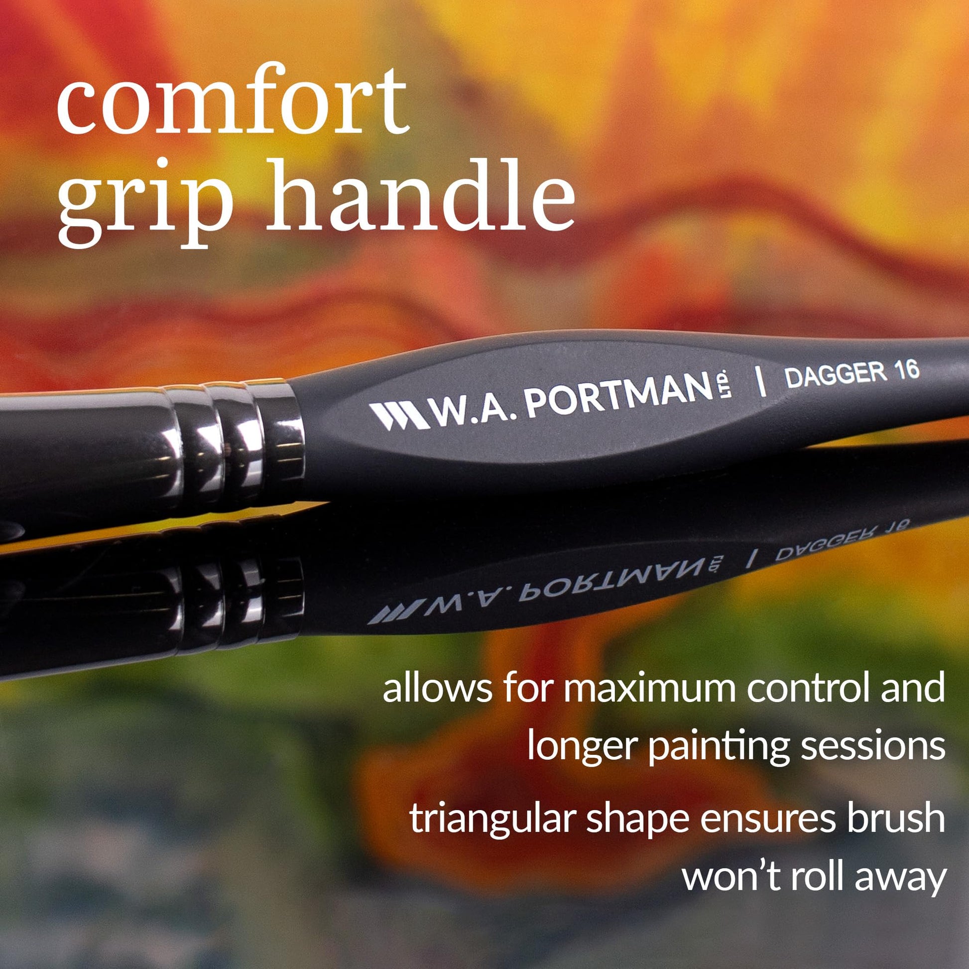 WA Portman Dagger Watercolor Paint Brush 4pc Set, Triangular Grip Brushes