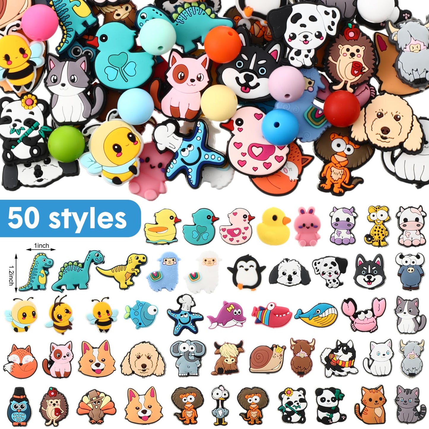 Humyoun 122 Pcs Beadable Pen DIY Kit with Silicone Beads, Stylish Style
