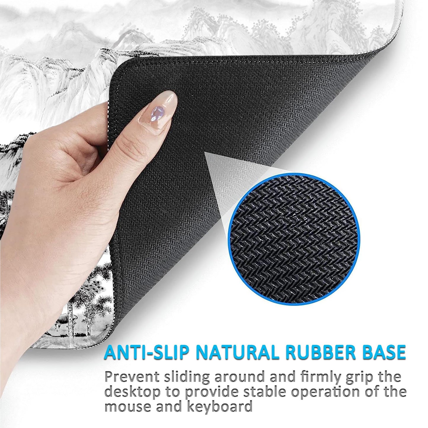 LL-COEUR Pattern Extended Gamer Mousepad 27.5x11.8x0.12inch, Desk Topper Mat with Non-Slip Base for