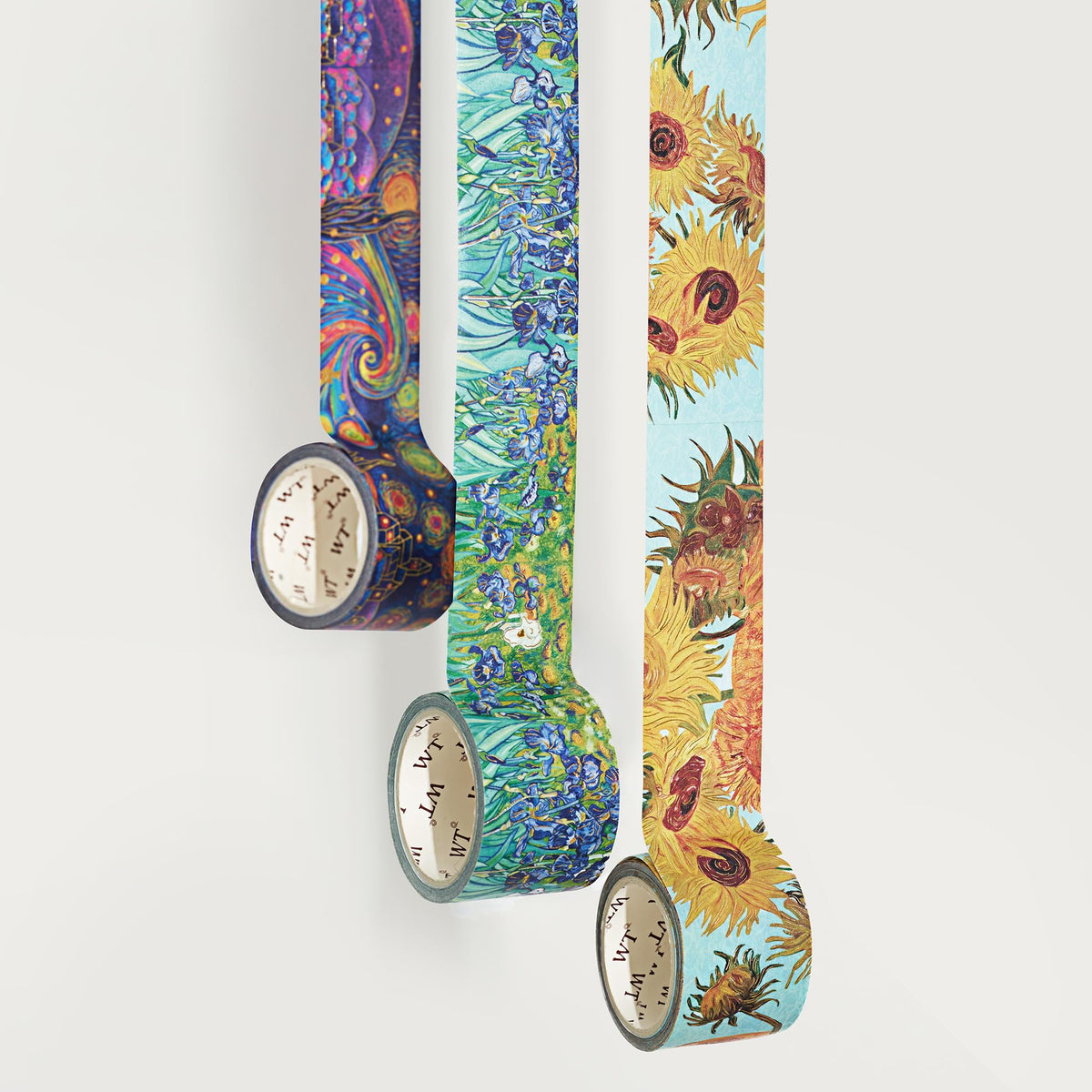 WT Van Gogh Washi Tape Set, Original Design, 3 Rolls, Gold Foil, 30mm Wide Decorative Masking Tape