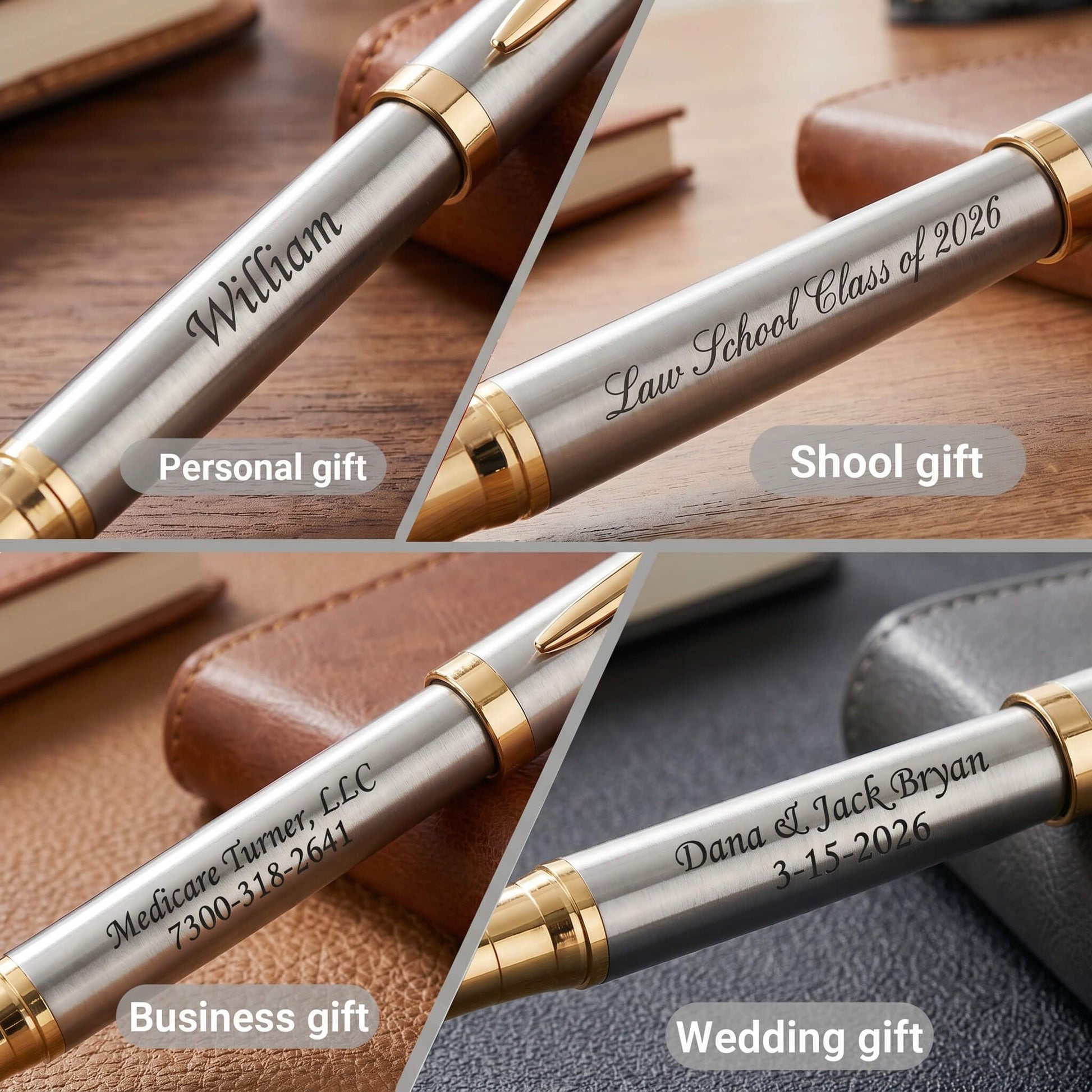 Ancolo Engraved Pens Luxury Roller Pens - Metal Body Gift for Men Women