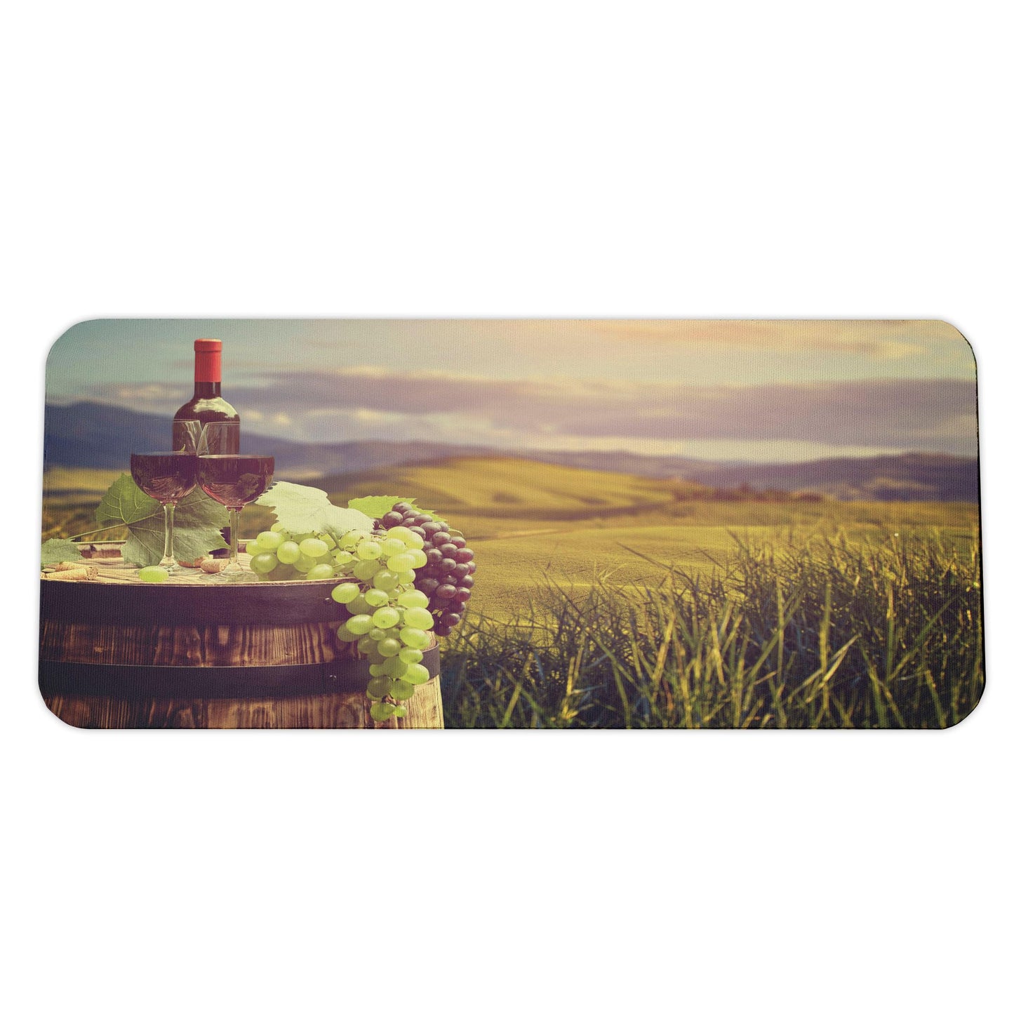 Ambesonne Wine Computer Mouse Pad, Italy Tuscany Landscape Rural Vineyard Autumn Harvest Grapes