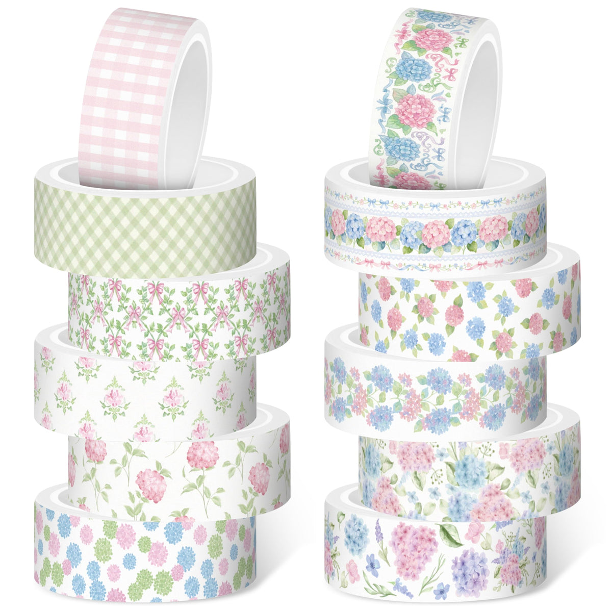 BkeeCten 12 Rolls Vintage Hydrangea Washi Tape for Journaling Scrapbooking