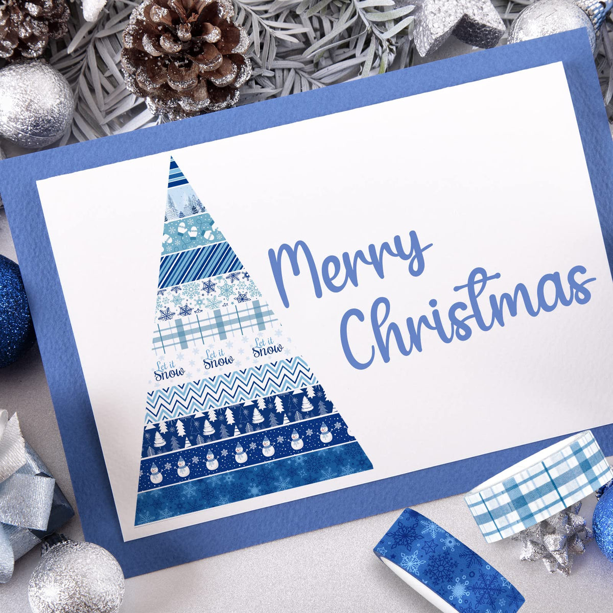 Whaline 12 Rolls Winter Washi Tape Blue White Snowflake Snowman Holiday Masking Tape Xmas Tree