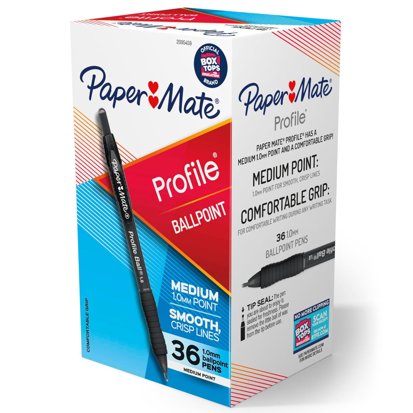 Paper Mate Profile Ballpoint Pens, Retractable, Medium Point (1.0mm), Black Ink, 36 Count - Comfort