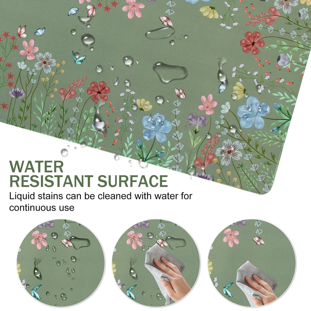 L-SPOUTTO Green Floral Desk Mat for Keyboard and Mouse,XXL Large Mouse Pad