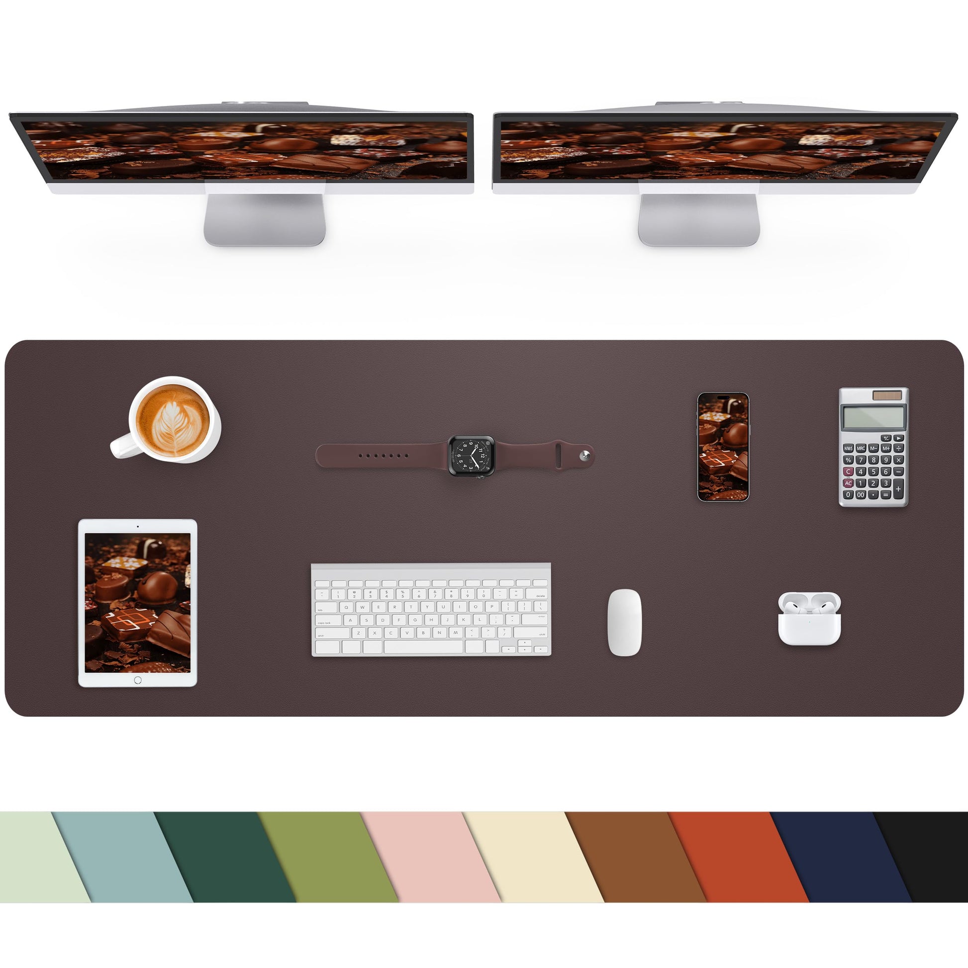 Leather Desk Pad Protector,48"x 17"Desk Mat Large, Mouse Pad, Non-Slip PU Leather Desk