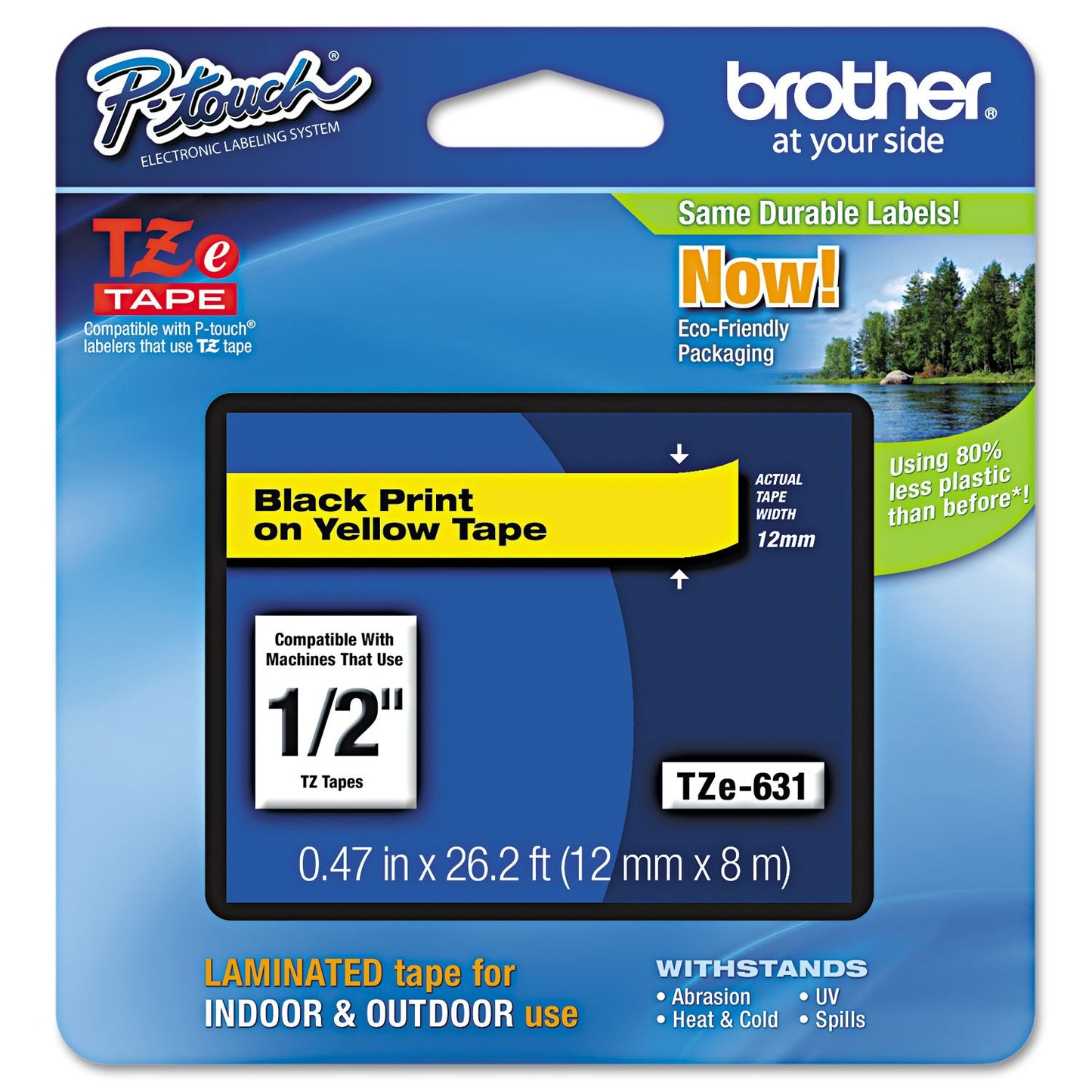 Brother Genuine P-Touch TZE-631 Tape, 1/2" (0.47") Standard Laminated P-Touch Tape, Black on