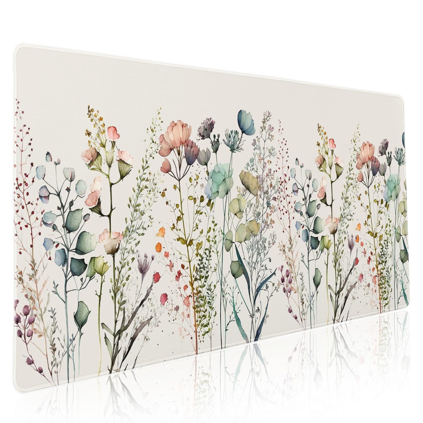 Cute Wild Flowers Mouse Pad XXL Boho Aesthetic Floral Chic Plant Extended Table Mat 90X40 cm