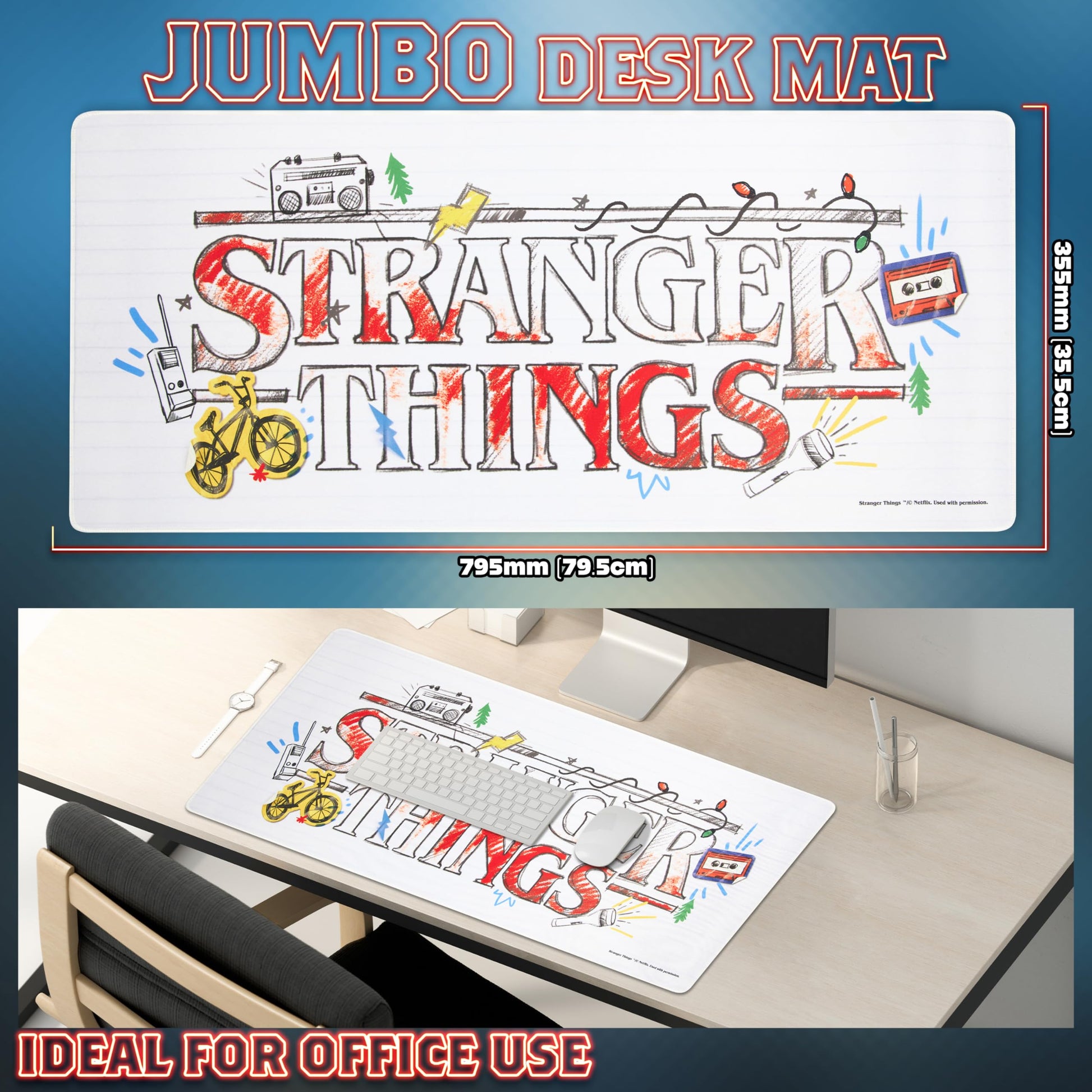 Stranger Things Desk Pad Large Mouse Mat 31.2 x 13.9 Desk Protector Mat PC Laptop Keyboard and