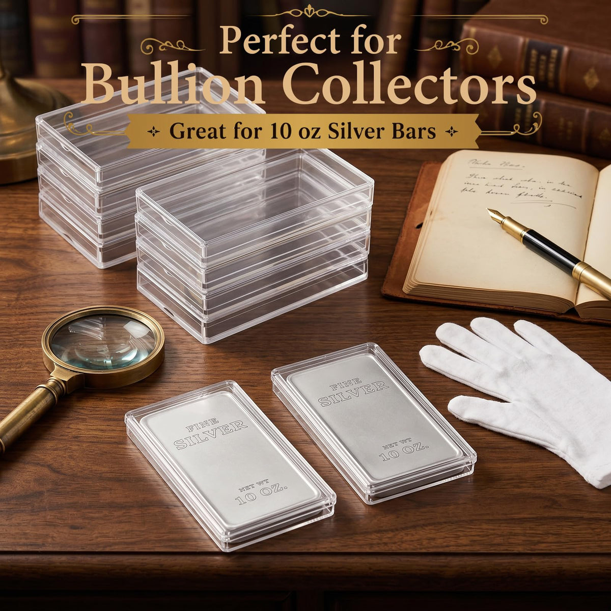 Geiserailie 10 Pcs Silver Bar Holder Case, 90 x 52 x 8 mm, Fits 10 oz Bars