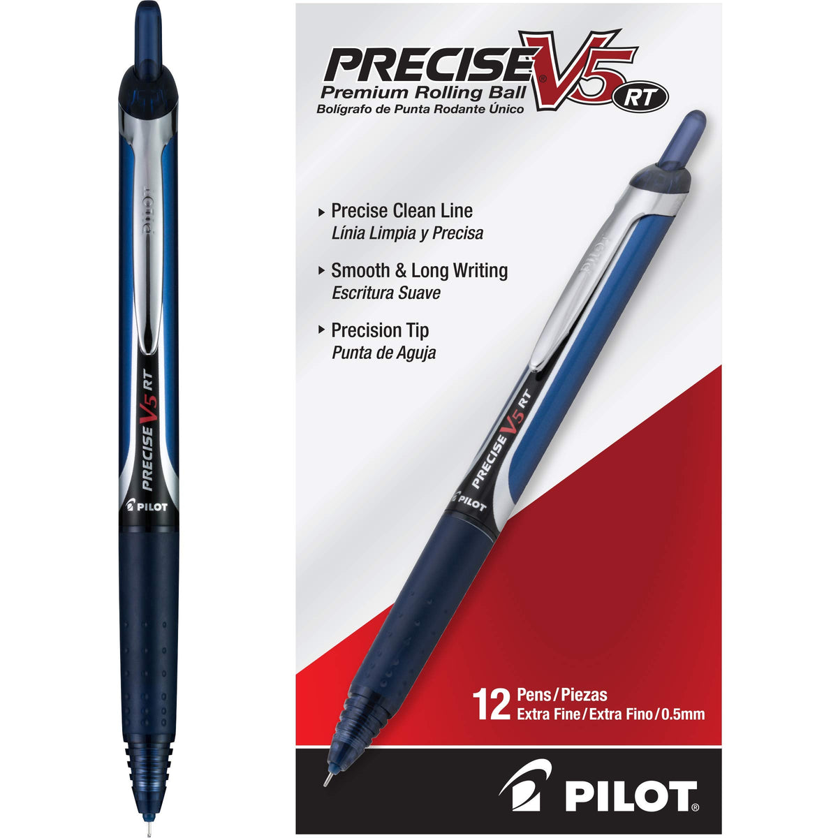 PILOT Precise V5 RT Refillable & Retractable Liquid Ink Rolling Ball Pens, Extra Fine Point (0.5mm)
