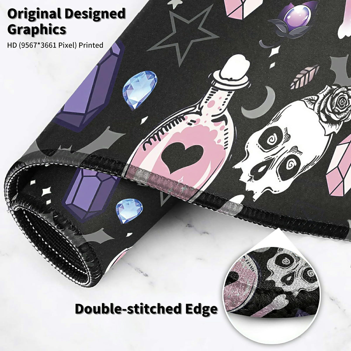XXL Extended Mouse Pad with Coaster 31.5 x 11.8 Full Desk Mousepad Stitched Edges Pad Extended