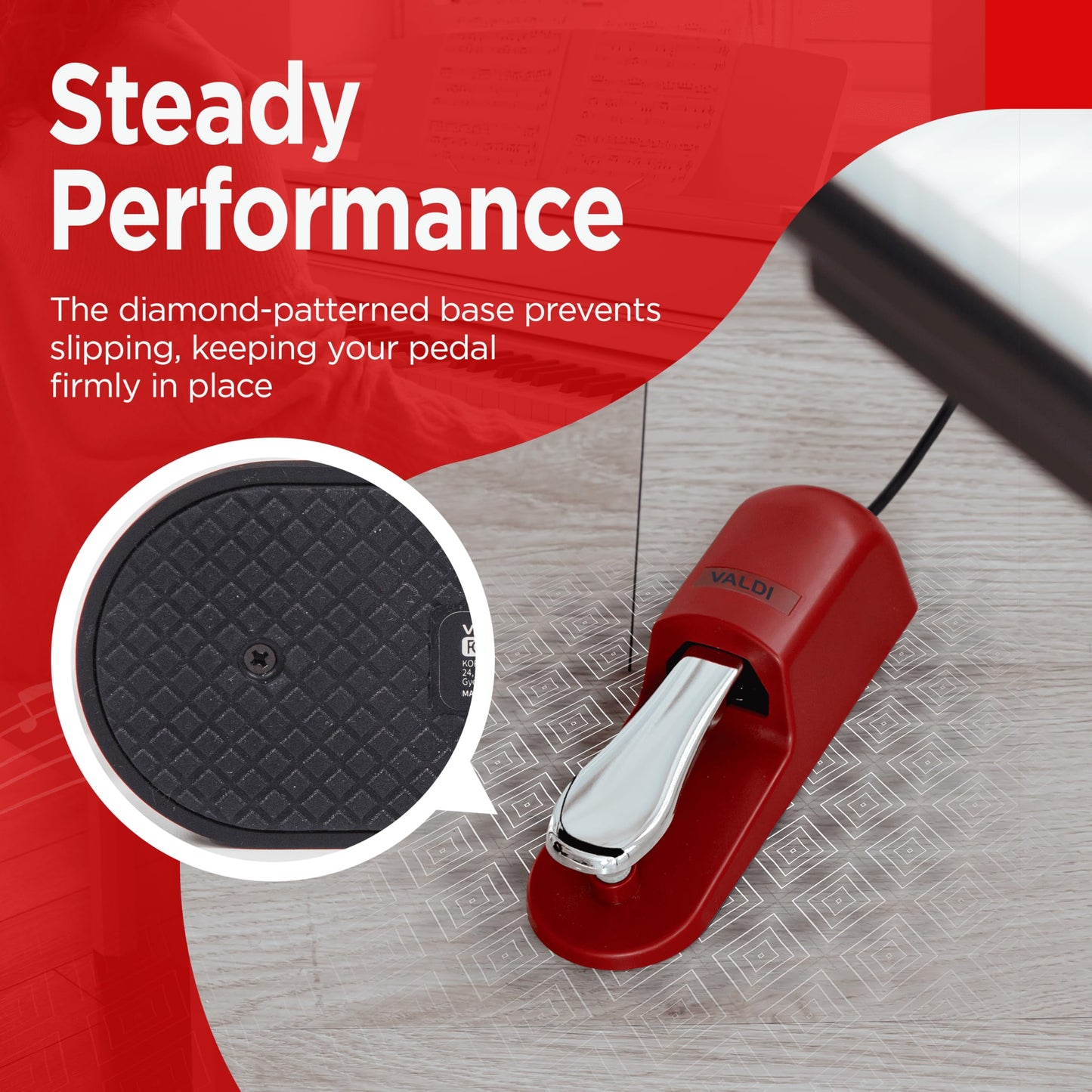 VALDI BP-3 Sustain Pedal - Universal Pedal for Keyboard Piano, Digital Pianos, MIDI Keyboards &
