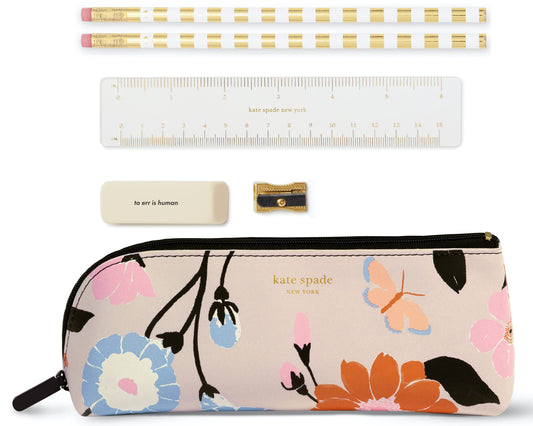 kate spade new york Leatherette Pen Case with Supplies, Floral Garden