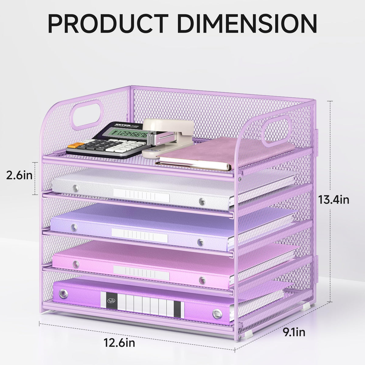 Lavatino Desk Letter Tray Paper Organizer, 5-Tier with Handle Metal Mesh Desktop File Organizer