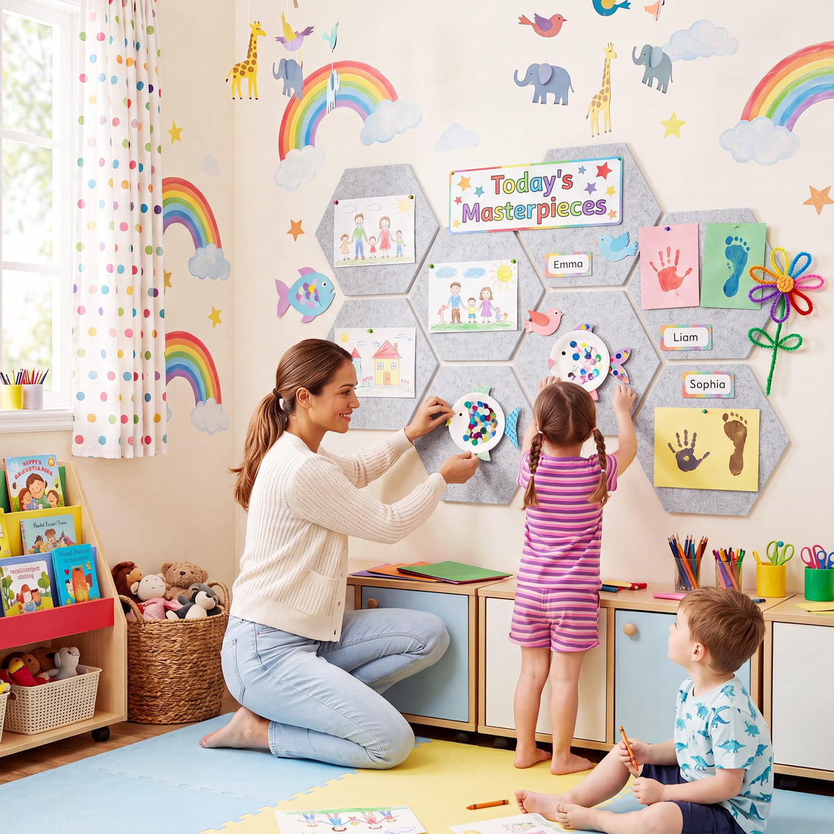 Uoisaiko 8-Pack Hexagon Felt Bulletin Board Tiles, Cork Board Alternative