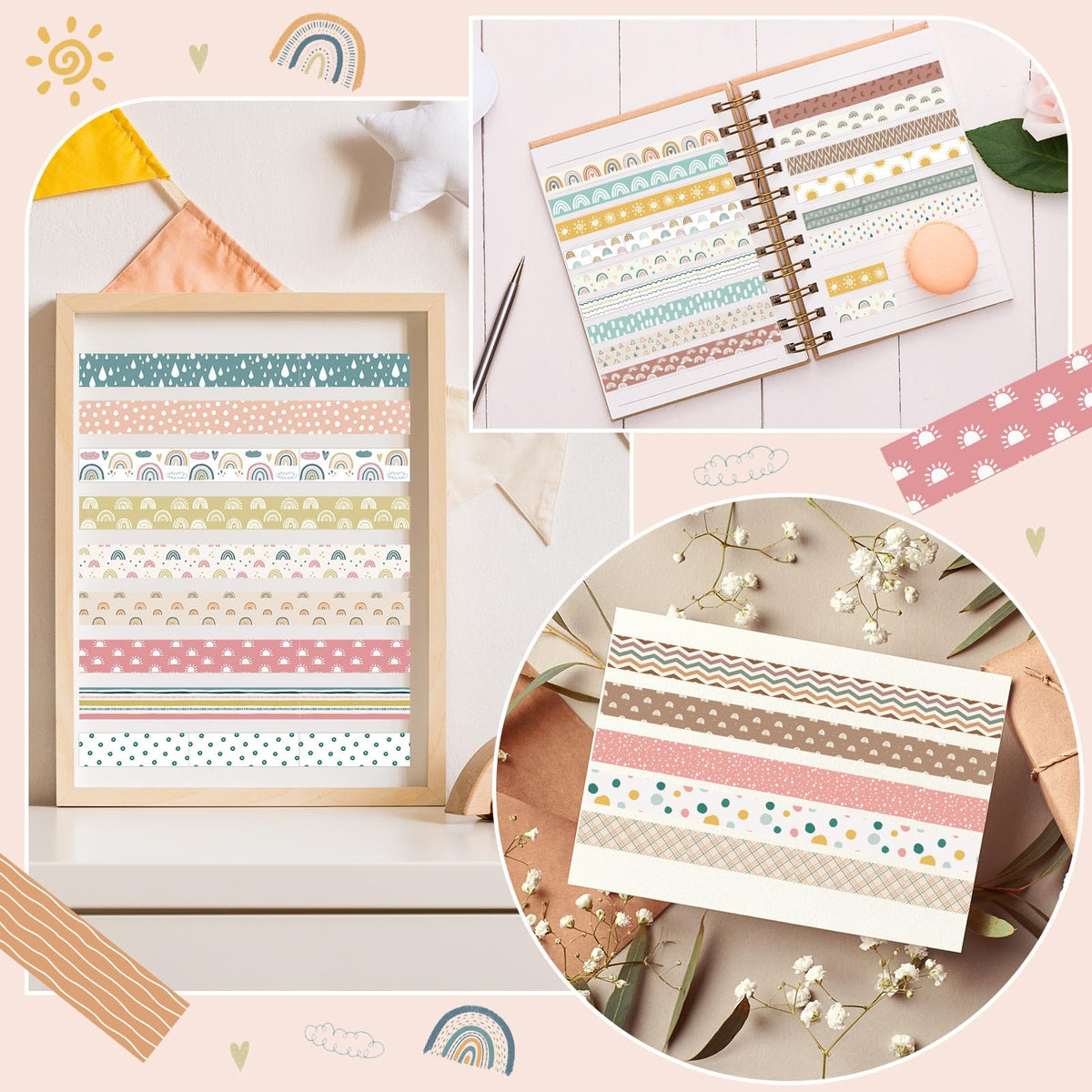 TaoBary 33 Rolls Washi Tape Set, 15mm Holiday Seasonal,Charming Style