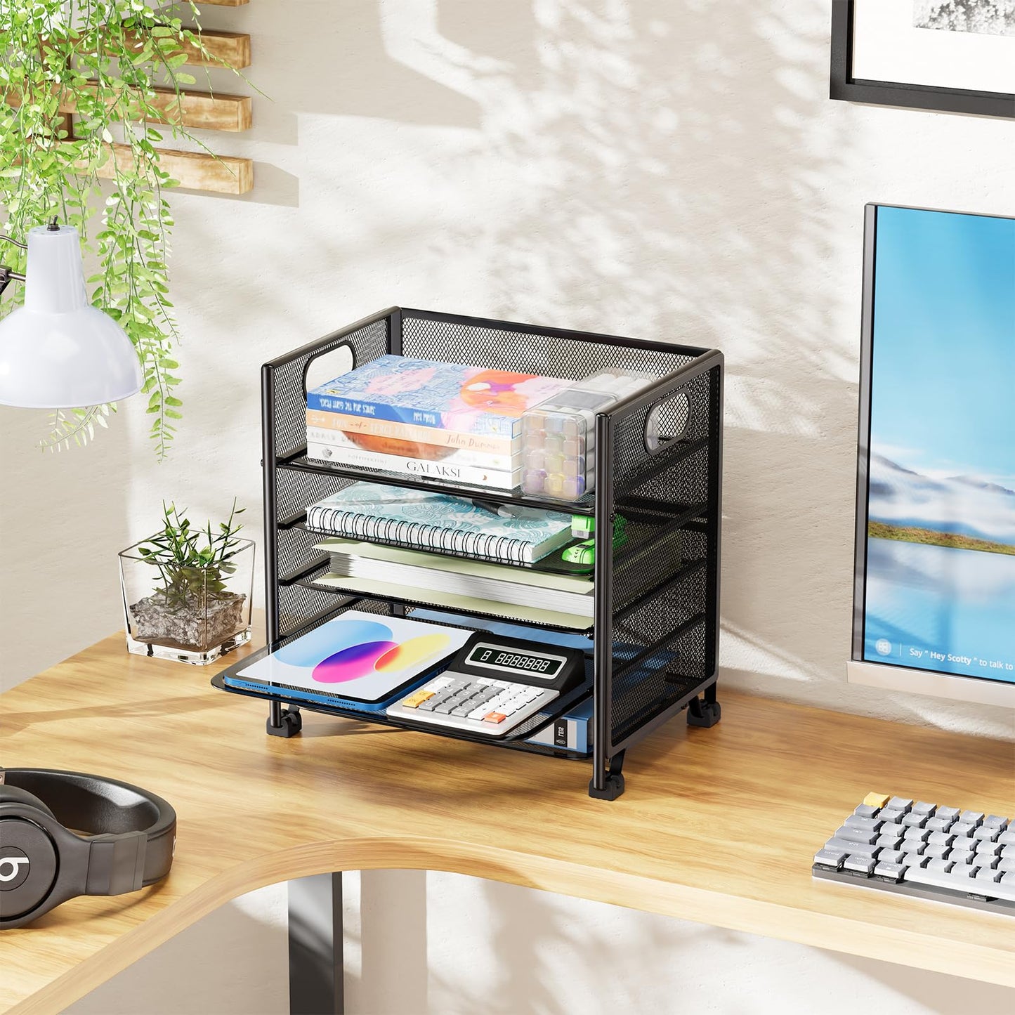 Simple Trending 5-Tier Paper Tray Organizer, File Organizer for Desk, Black