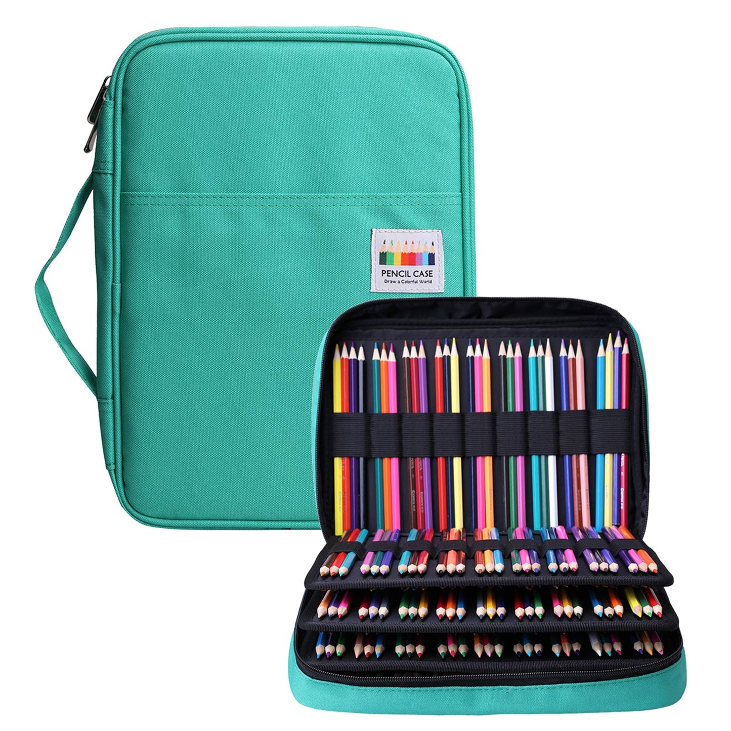 BOMKEE Pencil Case for Adults 220 Slots Colored Pencils Gel Pen Organizer Bag with Zipper for