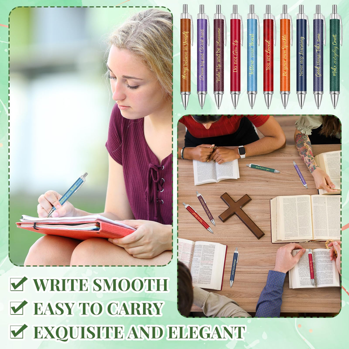 Yeaqee 50 Pcs Motivational Pens Bulk Inspirational Quotes,Morandi Style