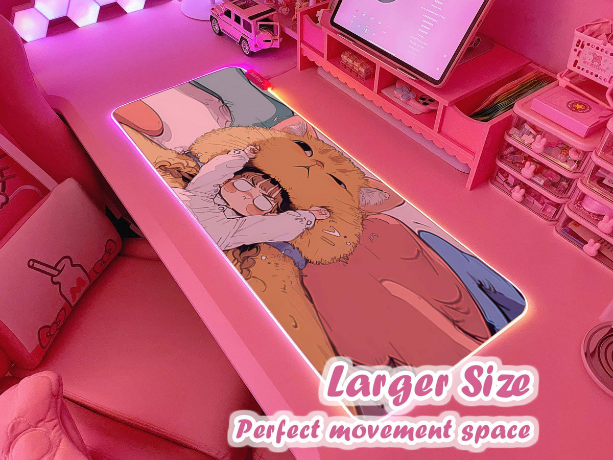 JMIYAV Pink RGB Gaming Mouse Pad 31.5x12 Inch PC XL Large Extended Glowing Led Light Up Desk Pad