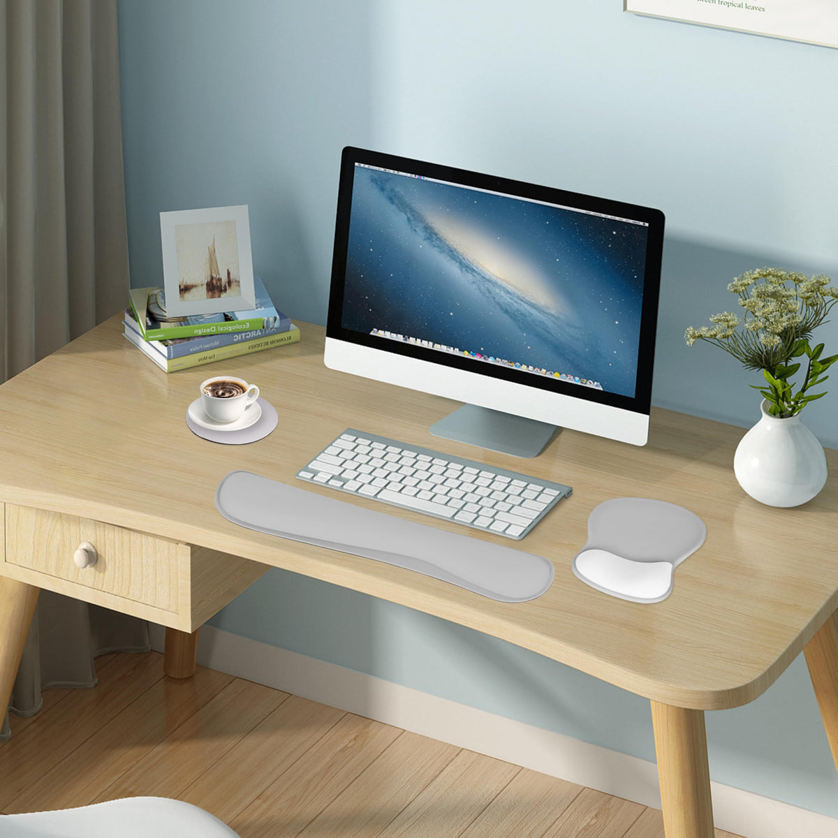 WINTOJO Wrist Rest Support for Mouse Pad Keyboard Set Circle Coaster Gaming Mouse Pad Ergonomic Gel