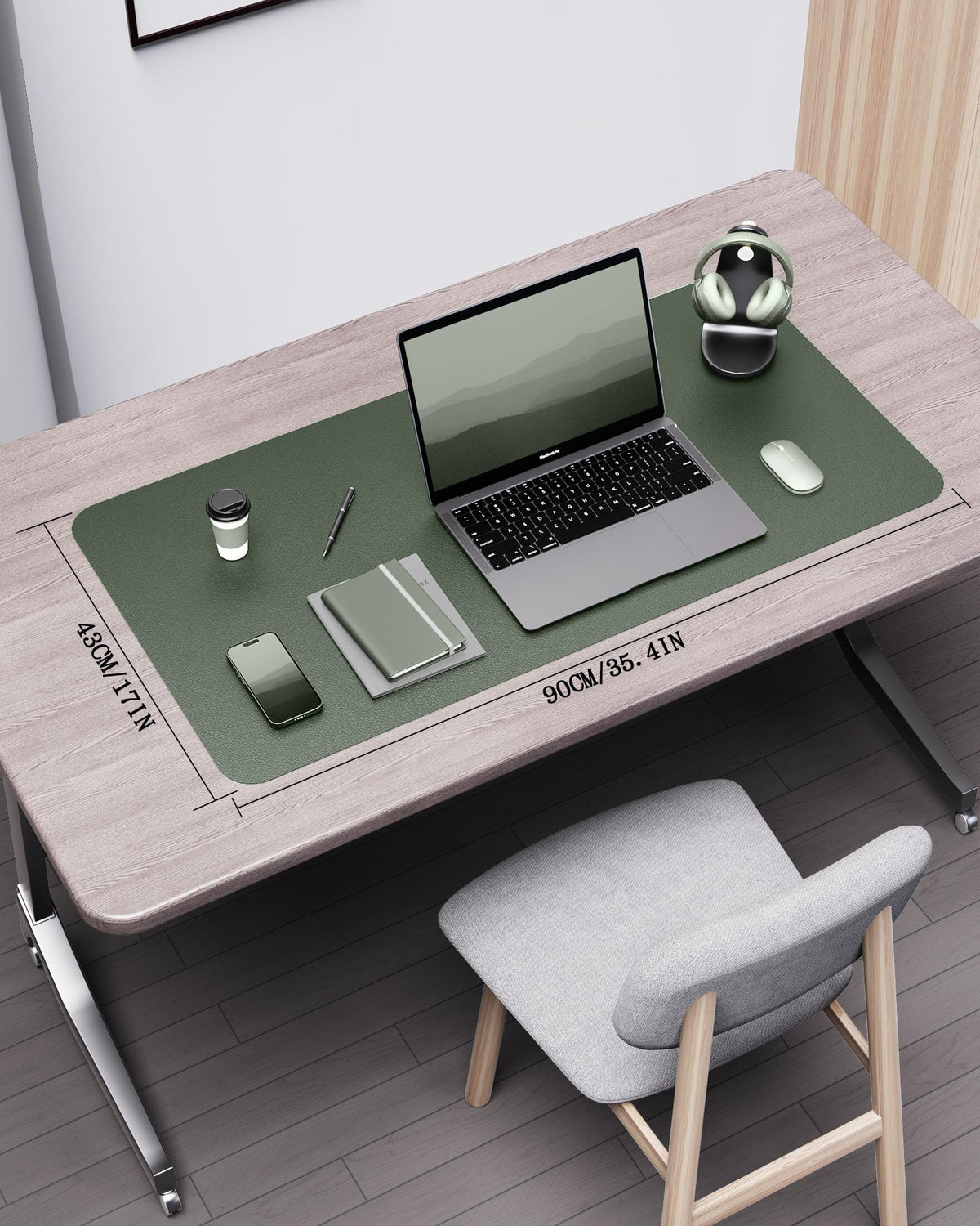 YSAGi Double-Sided Desk Pad, 35.4"x17"Leather Desk Mat, Eco Cork Desk Pad Protector,Large Mouse