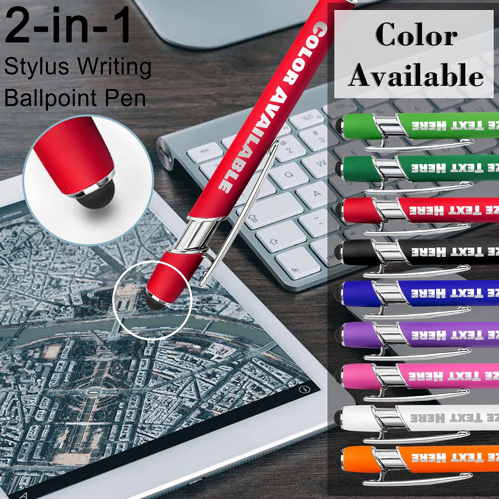 Up to 500 Personalized Pens Bulk Custom Ballpoint Pens with Business Name Message Logo, Customized