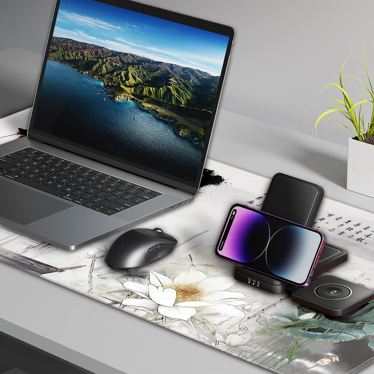 LL-COEUR XXL Landscape Gaming Mouse Pad Computer Keyboard Mat Office Desk Pad (Lotus 2, 35.4" x