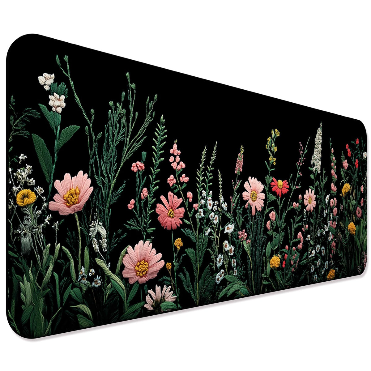 JIANG100 Blooming Wildflowers Gaming Desk Mat, Extended Flower Mouse Pad