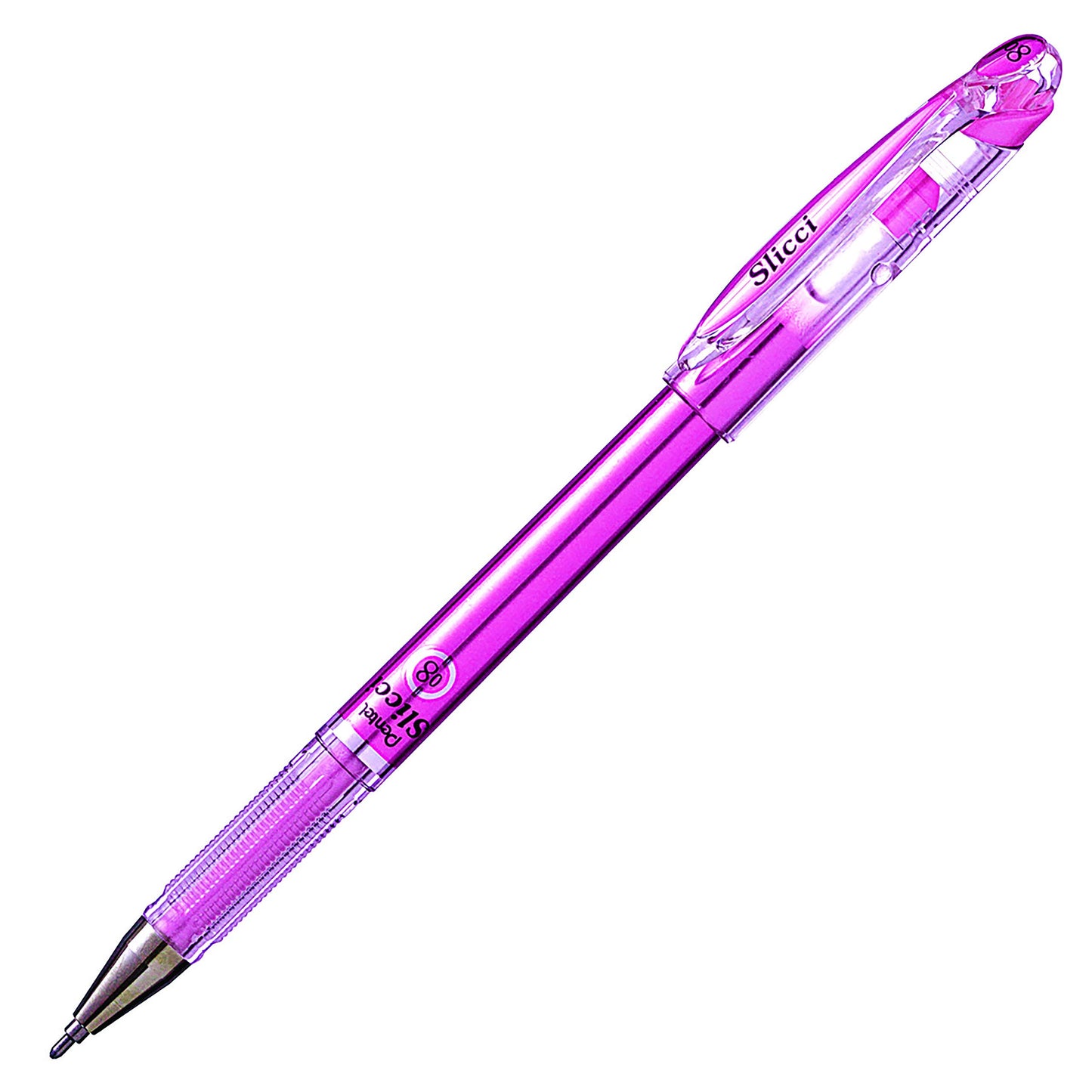 Pentel Arts Slicci Metallic 0.8 mm Needle Tip Gel Pen, Metallic Pink Ink, Box of 12 (BG208-Mp)