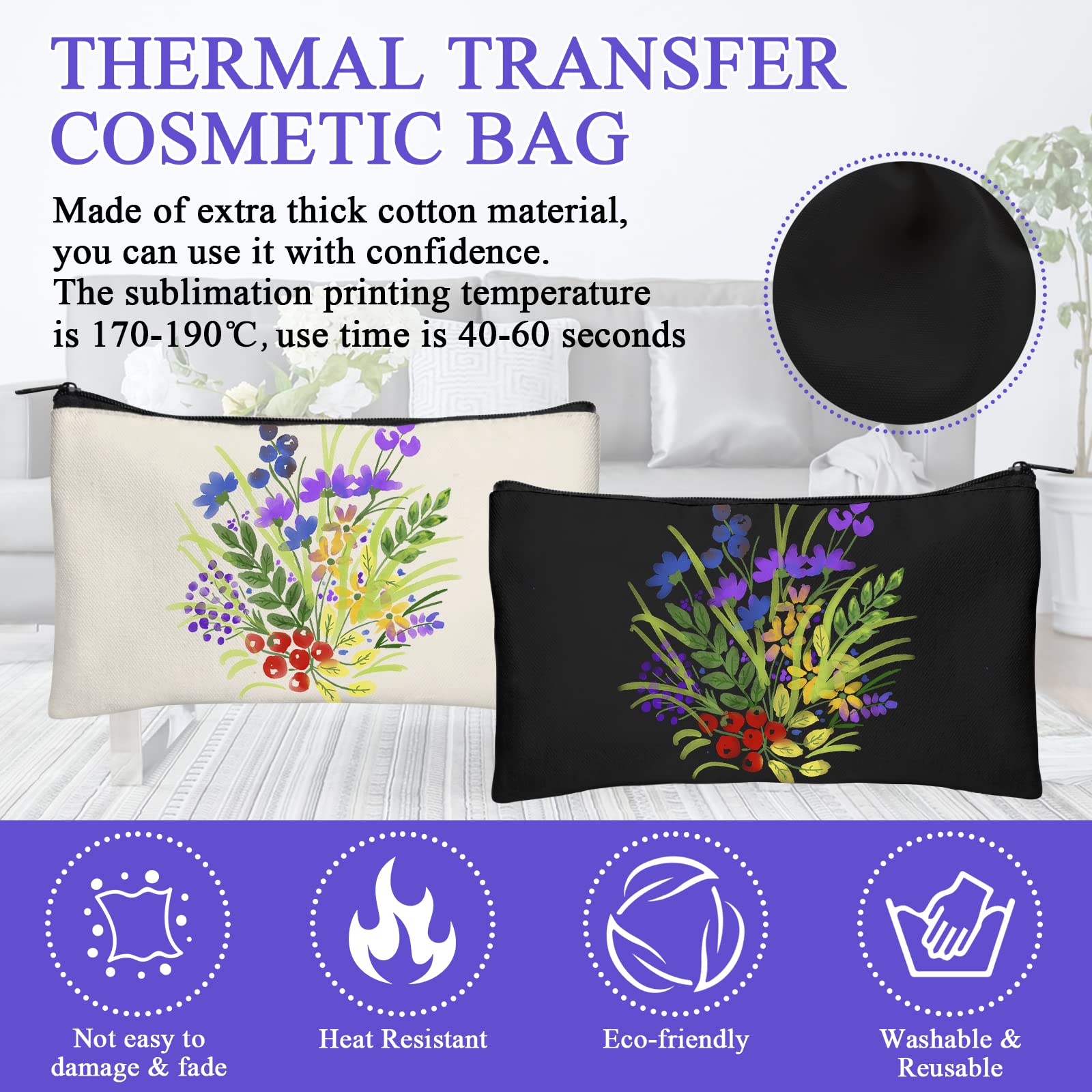 Legigo 10 Pack Blank Canvas Bags Zipper Pouch Makeup Bags Pencil Pouch Bulk