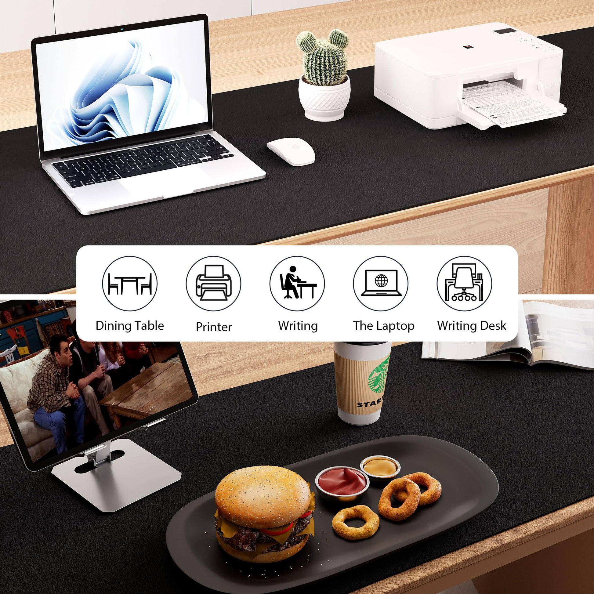 Aothia Leather Desk Pad Protector, Office Desk Mat, Large Mouse Pad, Laptop Desk Pad, Non-Slip PU