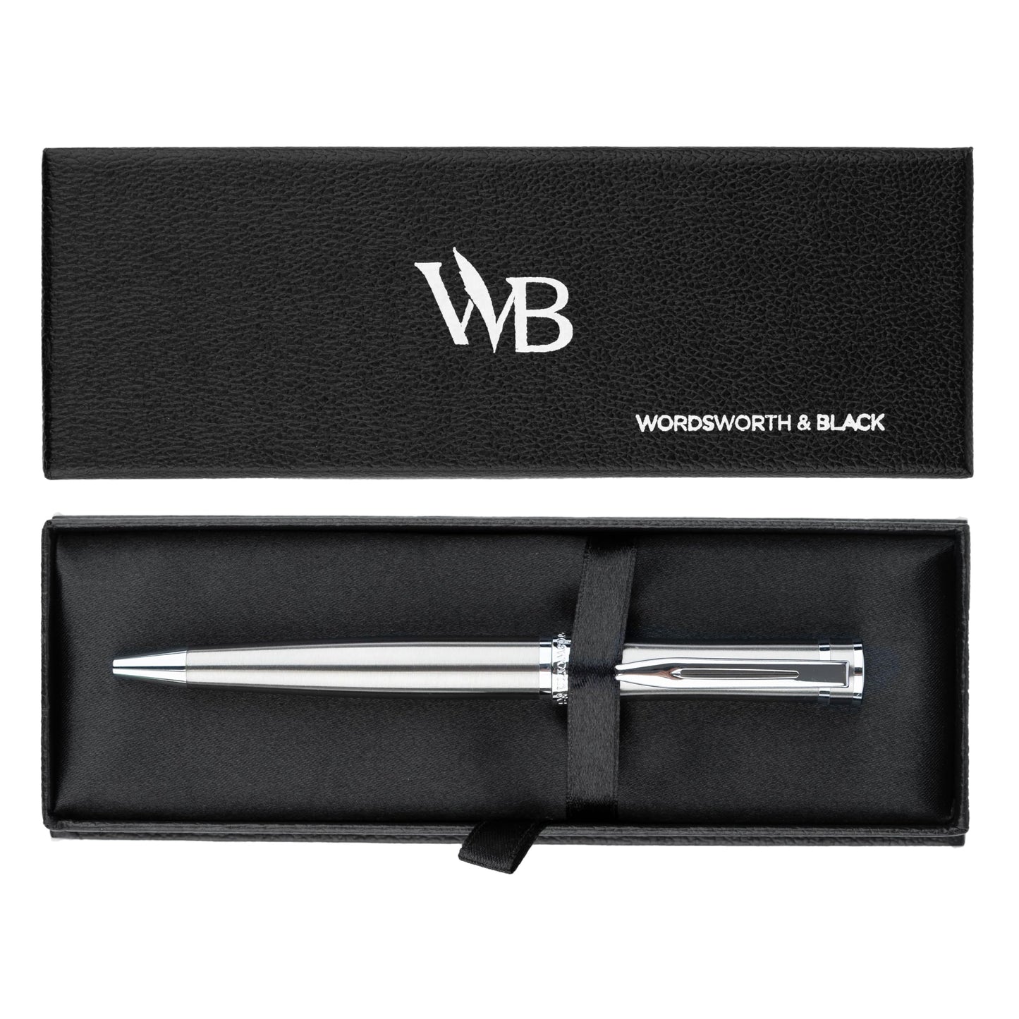 Wordsworth & Black Luxury Refillable Ballpoint Pen Set for Writing, Silver