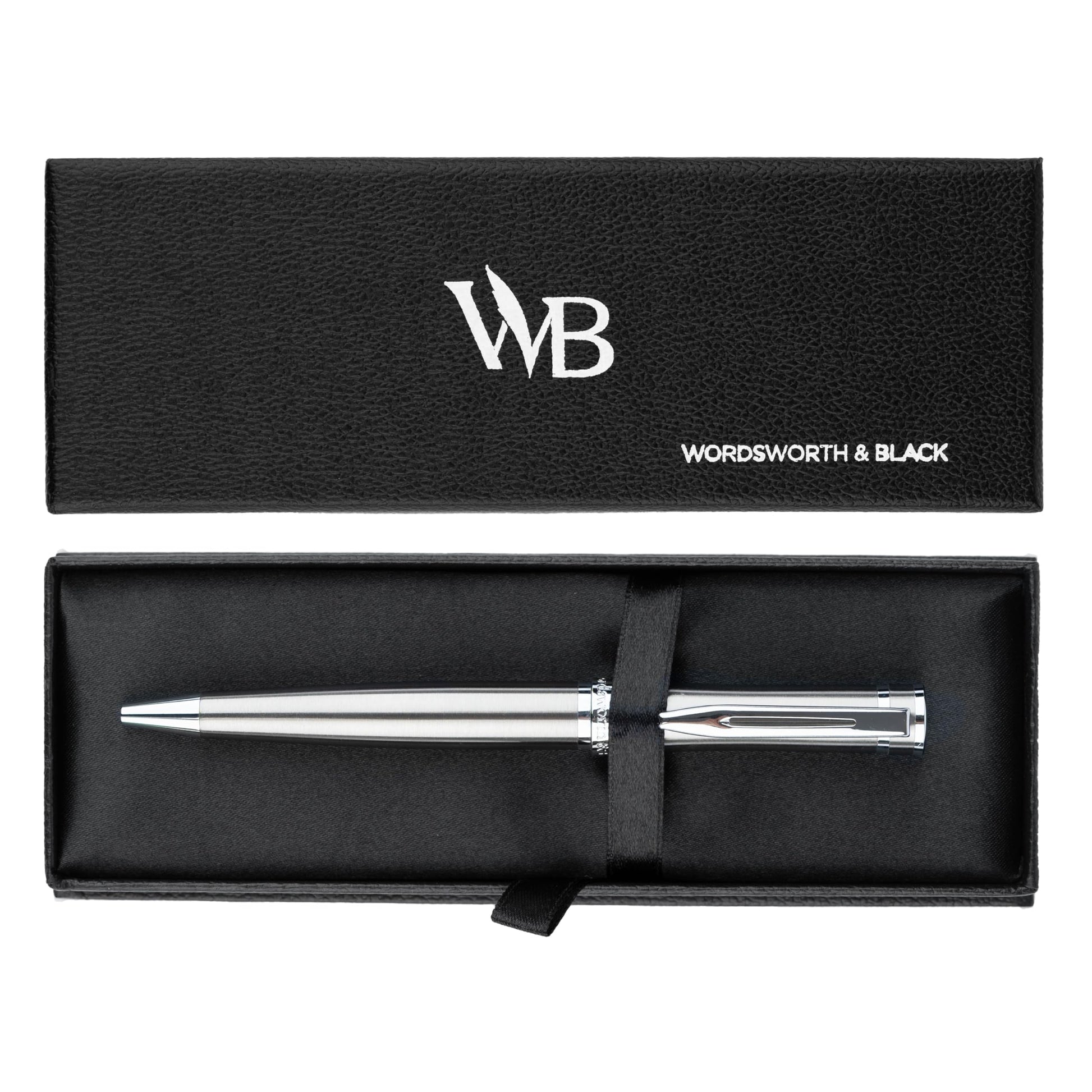 Wordsworth & Black Luxury Refillable Ballpoint Pen Set for Writing, Silver