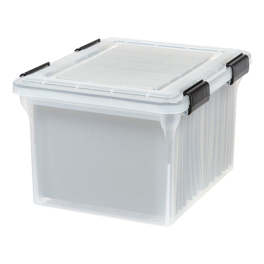 IRIS USA WeatherPro File Box Organizer, Letter/Legal, 32 Qt. Clear