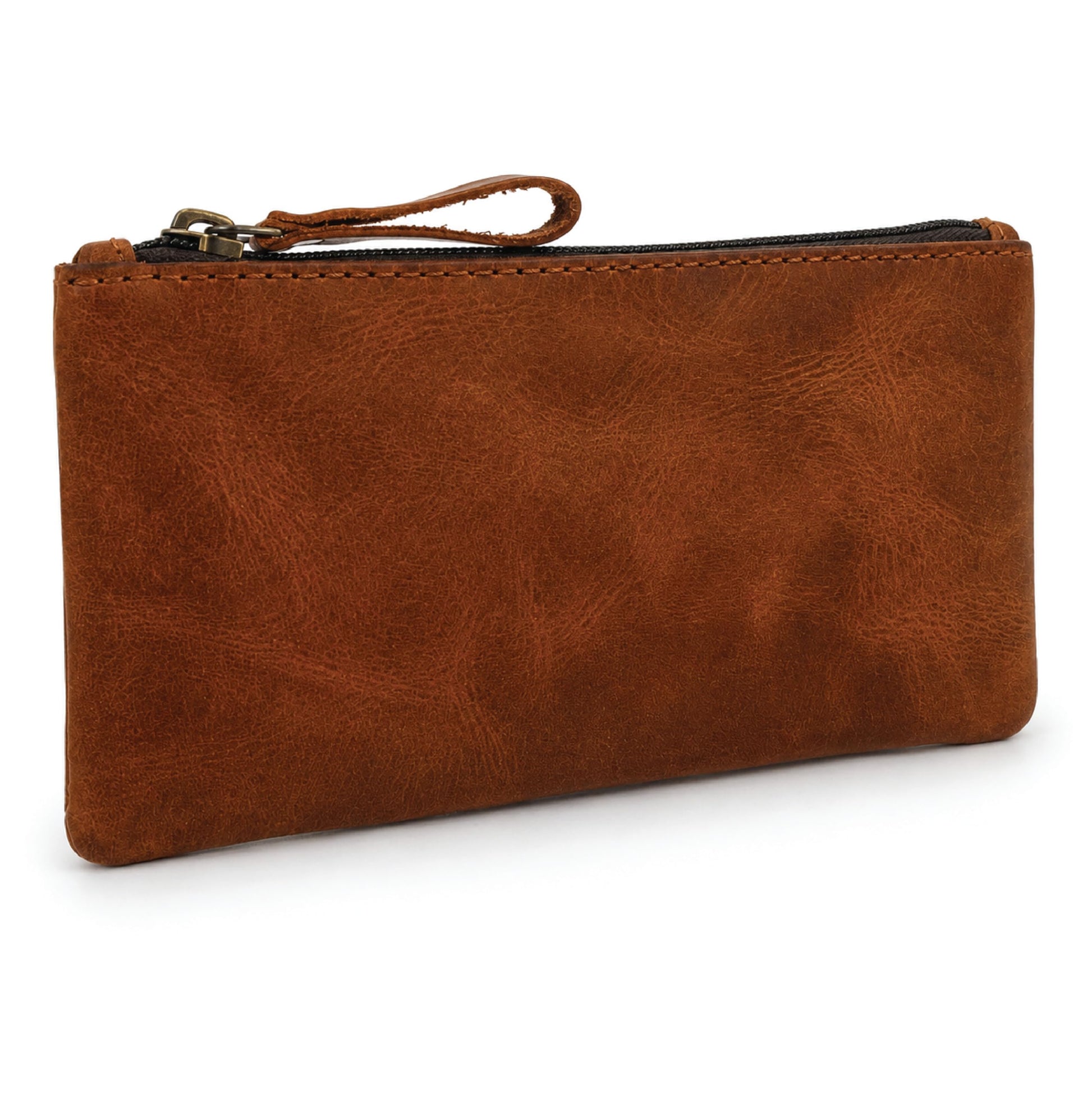 TheAntiq Leather Pencil Pouch Money Bag, Tan