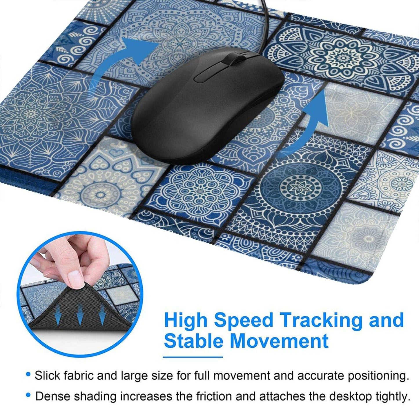 Custom Mouse Pad - Personalized Add Your Image Text Non-Slip Rubber Mice Mat - Stitched Edges