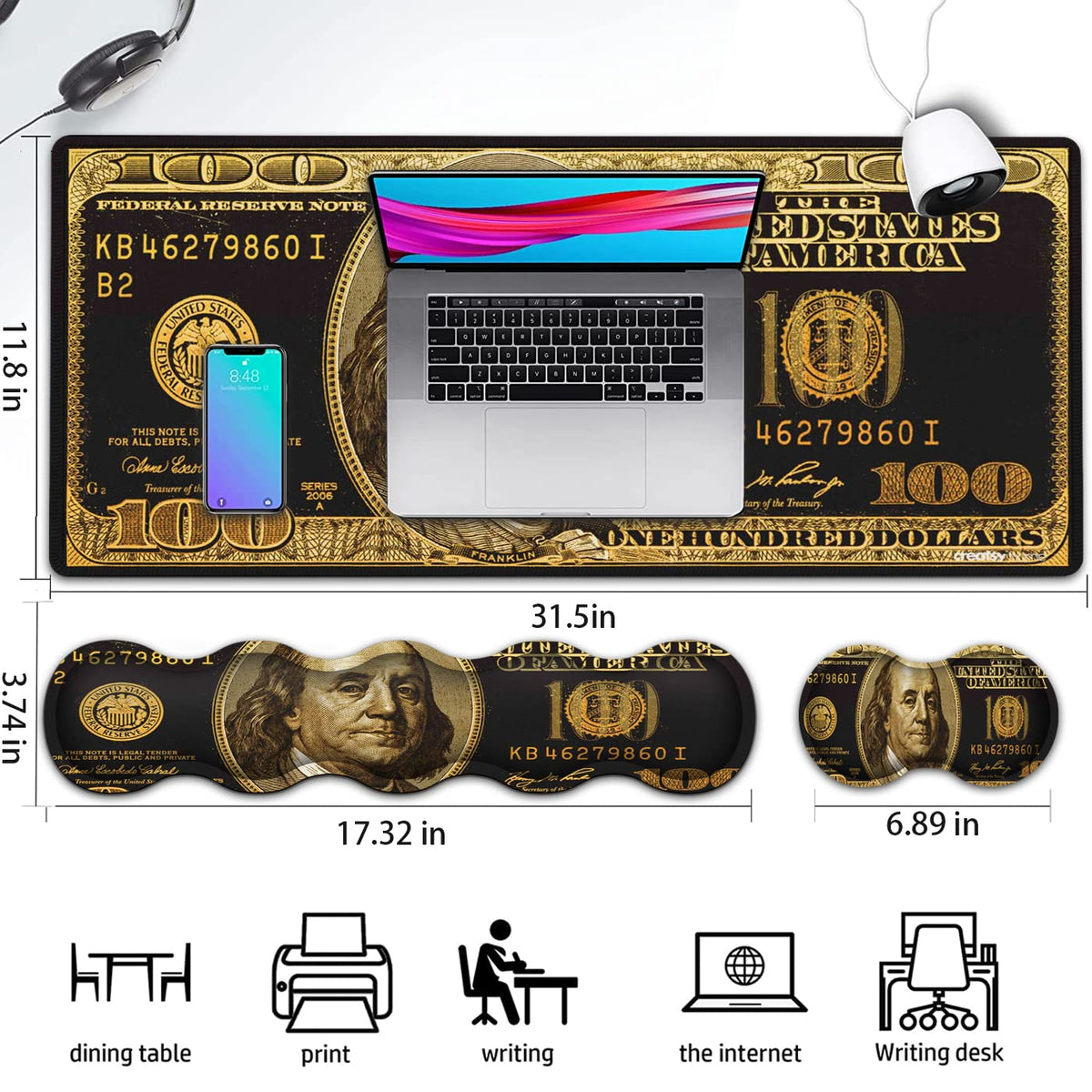 Gaming Mouse Pad and Keyboard Wrist Rest, Large Extended Mouse Pad 31.5X 11.8,Ergonomic Memory Foam